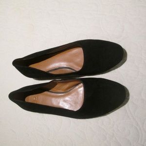 H Halston Black Flats Suede Leather Shoes